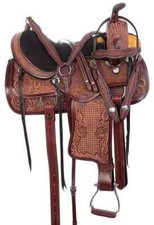 Premium Leather Western Barrel Racing Horse Saddle Tack Set Size 14" to 18"