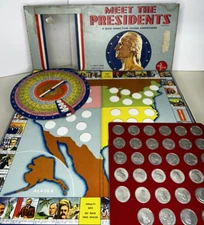 Vintage 1961 Meet the Presidents Quiz Board Game Complete Selchow & Righter