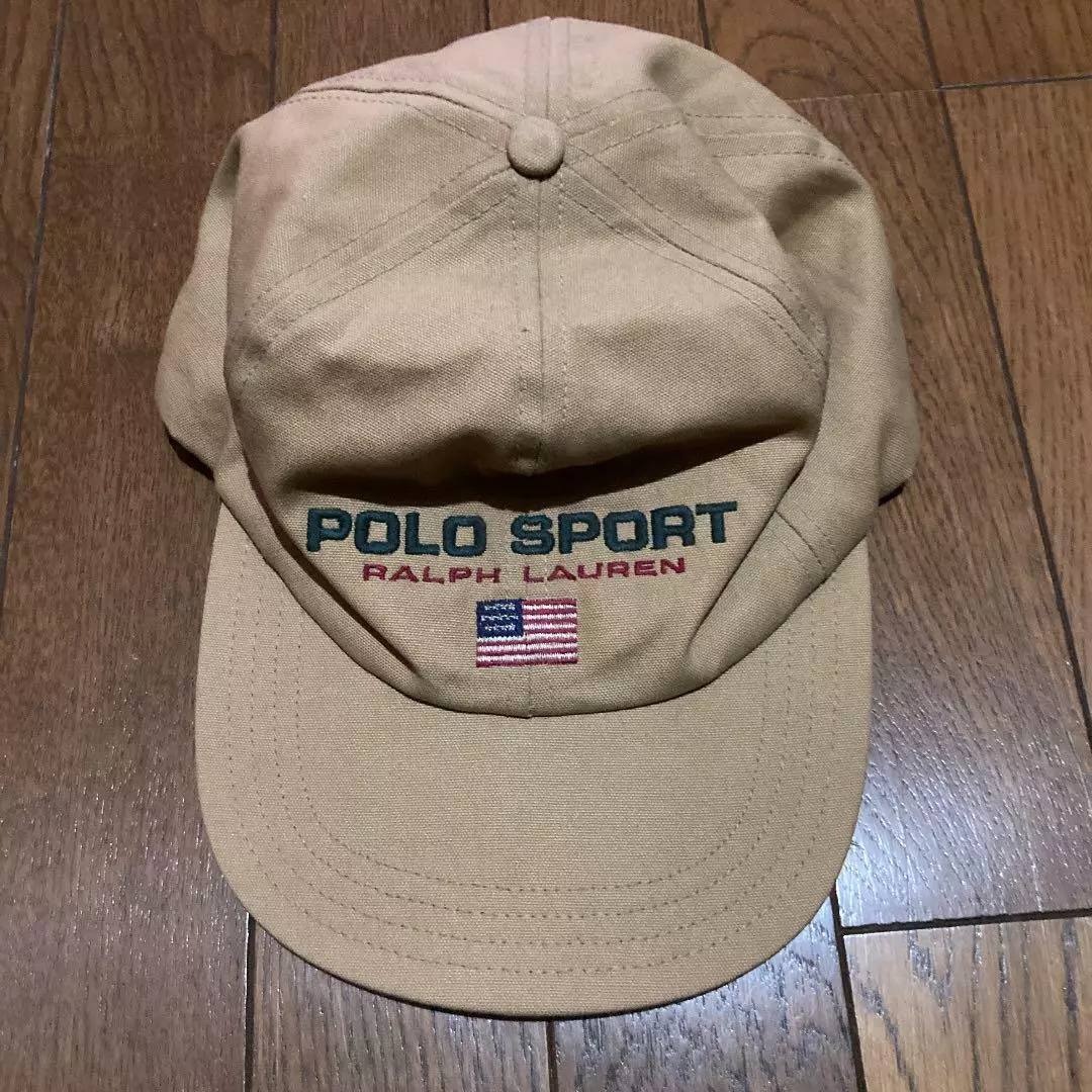 Polo by Ralph Lauren Sport Cap Hat Men Beige Vintage 90's