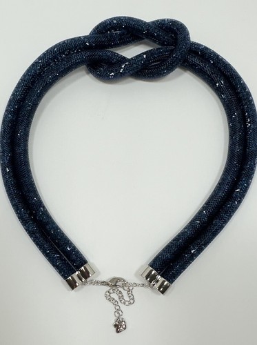 Swarovski Dark Blue Crystal Stardust Knot Necklace - Picture 7 of 11