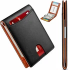 Cartera De Cuero Genuino Billetera Plegable Para Hombre Moda Casual Bloqueo RFID