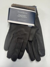 Club Room Men's Gloves Medium Leather Cashmere size Brown Touchscreen