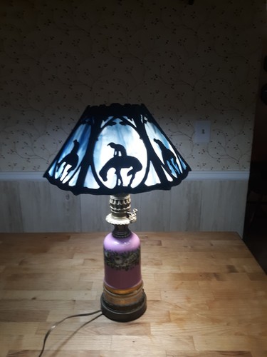 Beautiful blue Loevsky and Loevsky Slag Glass End of the Trail Lamp Shade Only - Picture 10 of 15
