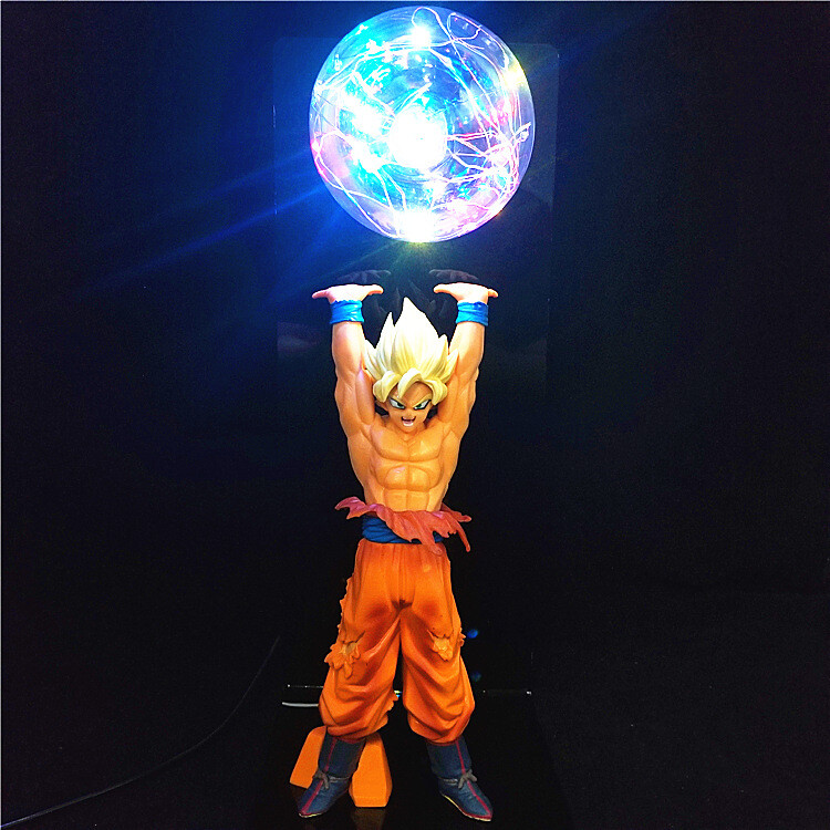 Dragon Ball Z 9.5" Super Saiyan Son Goku Genki Dama Spirit Bomb Figura Lámpara LED