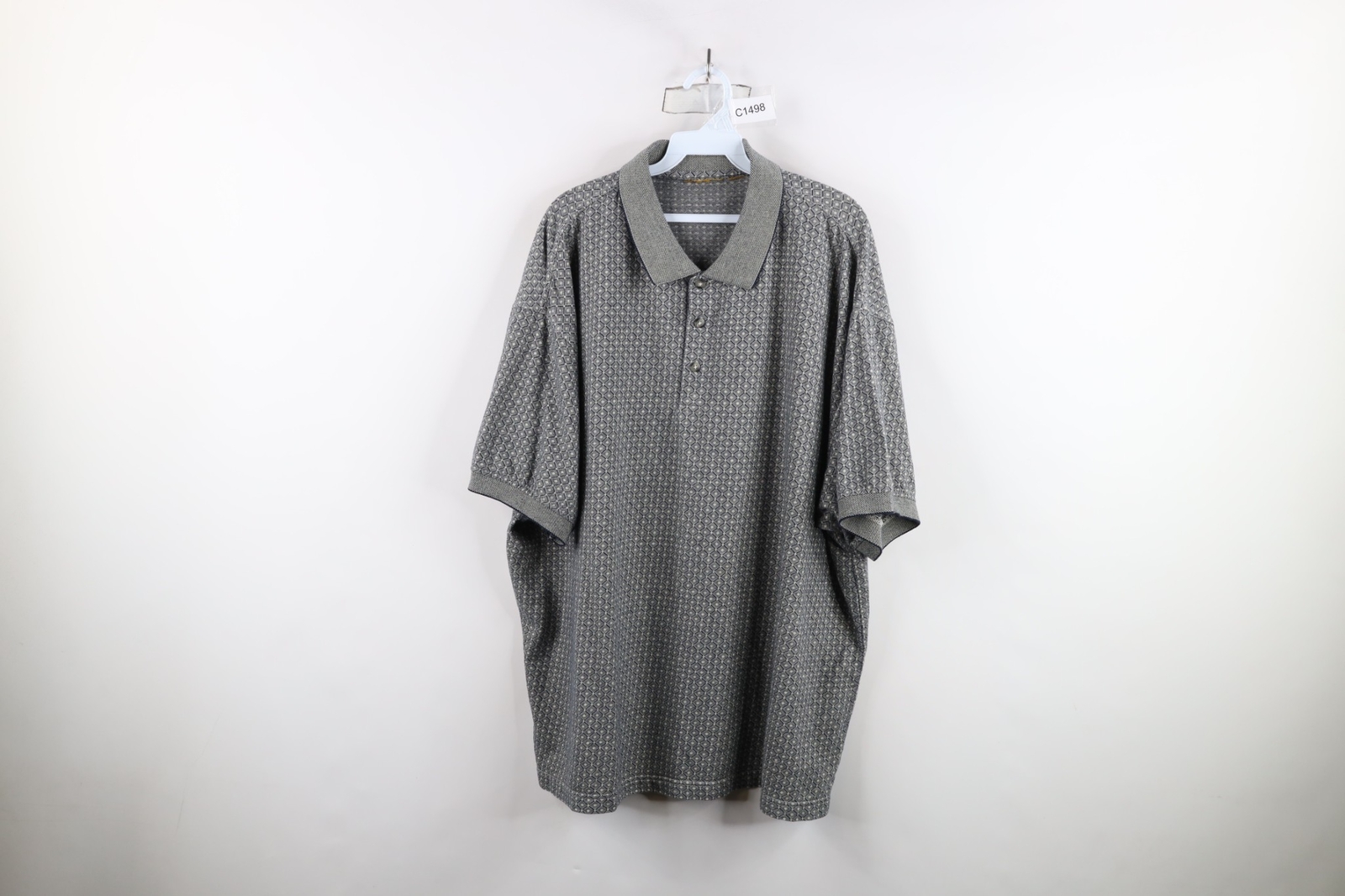 Vintage 90s Streetwear Mens 3XL Faded Diamond Knit Collared Golf Polo Shirt
