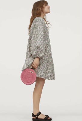 h&m a line cotton dress H&M Conscious Floral A-LINE COTTON Dress