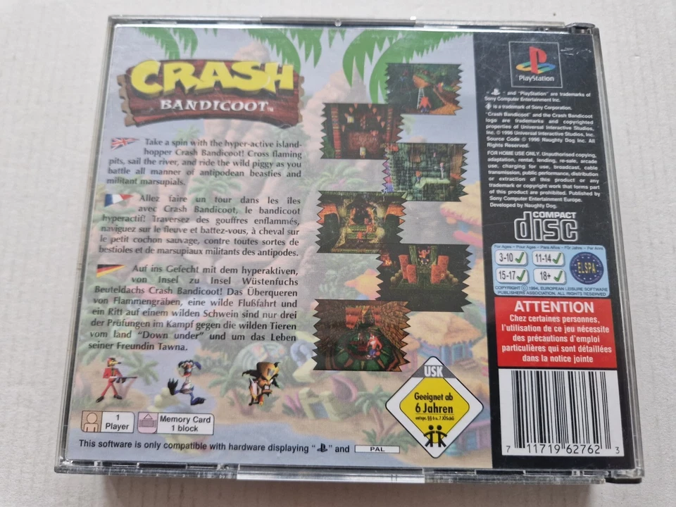 CRASH BANDICOOT. PS1 Game. BIG BOX. Complete with DEMO. (PlayStation One, PAL) - Image 4 of 4