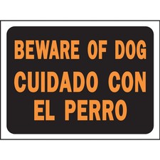 Hy-Ko  Bi-Lingual Beware Of Dog Sign 8.5" x 12.5" 10 pcs. 