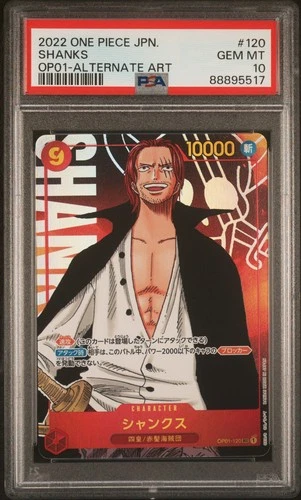 2022 One Piece OP01 Romance Dawn Shanks OP01-120 SEC Alt Art JPN PSA 10 Gem Mint