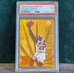 1995 Skybox Premium Michael Jordan #L1 - Larger than Life - Graded PSA 7 - Bulls