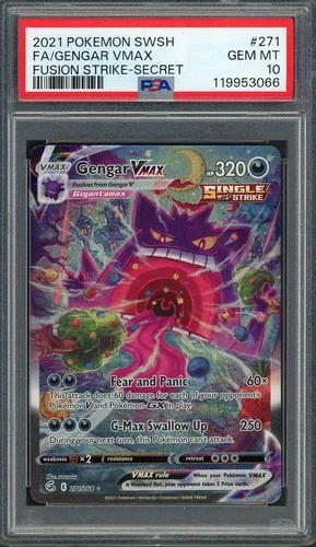 PSA 10 Gengar VMAX (Secret Alt Art) Fusion Strike 271/264 Holo Pokemon Card B8