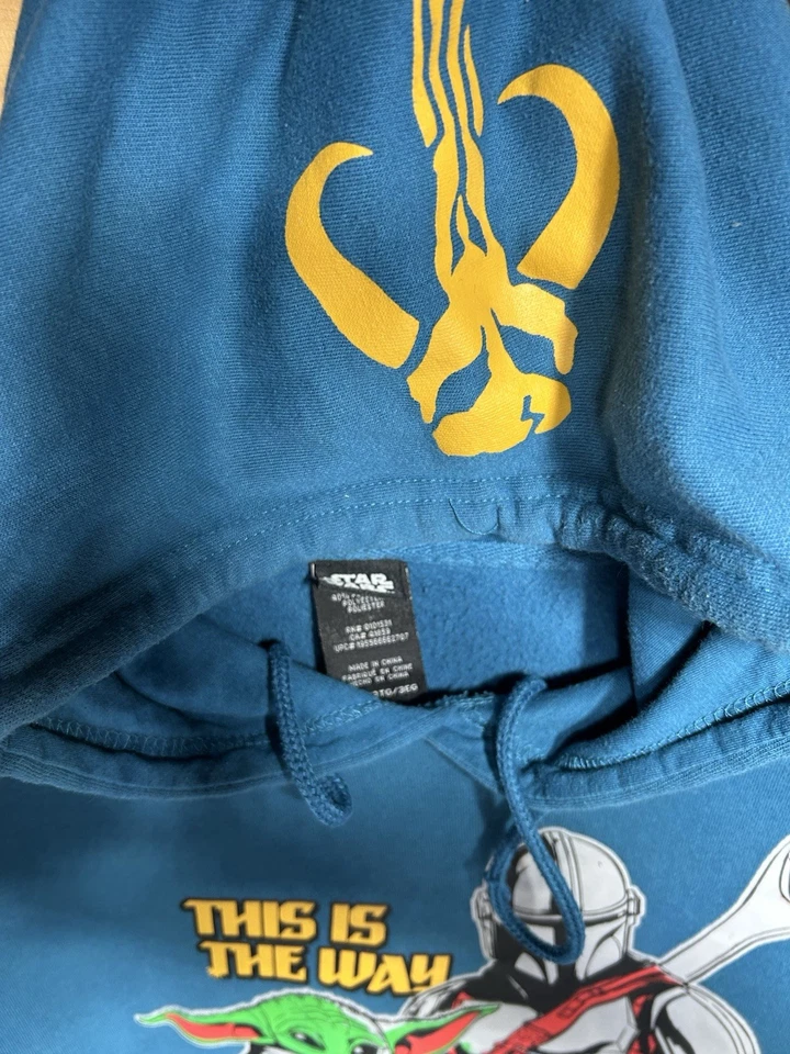 Sudadera con Capucha Star Wars 3XL “This Is The Way The Mandaldrian” Azul Pullover Bolsillos Foto 3 de 4