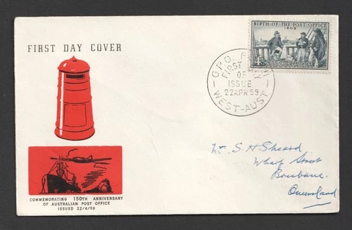 Australia 1959 Post Office FDC. Perth First Day Cover. SG 331 Stamp