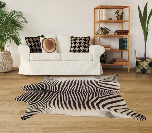 Zebra Rug 5.2x4.6 ft Zebra Print Rug Funky Area Rug for Living Room Bedroom, ...