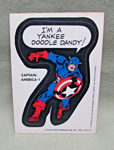 1975 CAPTAIN AMERICA 1 STICKER Vintage Topps Marvel Comic Book Super Heroes card
