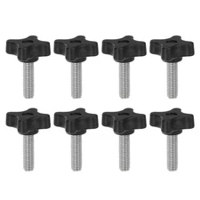 8pcs Star Knobs M8 x 30mm Metric Threaded Stud 32mm 4-Point Head Clamping Screws