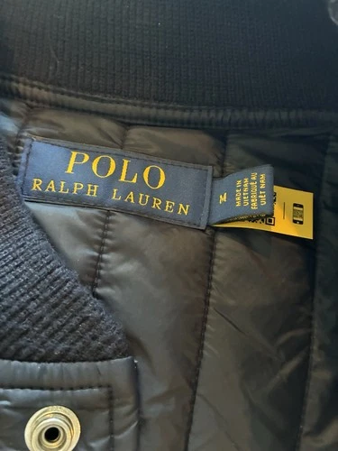 Polo Ralph Lauren Men's Navy Quilted Snap Button Baseball Jacket Medium image 3