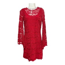 NY&Co Red Lace Romantic Bell Sleeve Statement Coquette Date Night Whimsygoth