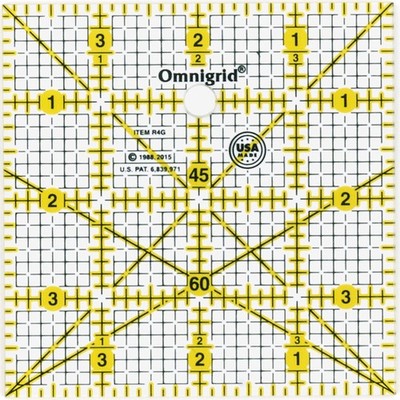 4-Inch Square Grid Ruler Clear Quilting and Sewing Ruler