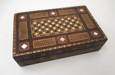 ANCIEN BEAU COFFRET A BIJOUX en BOIS avec MARQUETERIE