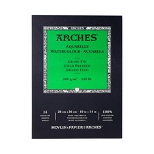 Arches Watercolor Pad 9 x 12 inches Natural White 100 Cotton Paper - 12 Shee...