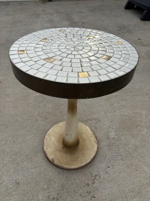 Vintage 1950s MCM Gordon & Jane Martz Style Mosaic Tile & Brass Table