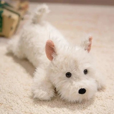 White Terrier Dog Plush Toy 16'' Stuffed Animal Toddler Doll Gift for Kids