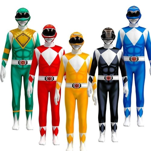 Power Rangers Cosplay Costume Jumpsuit kid Boys Girls Costume Halloween ...