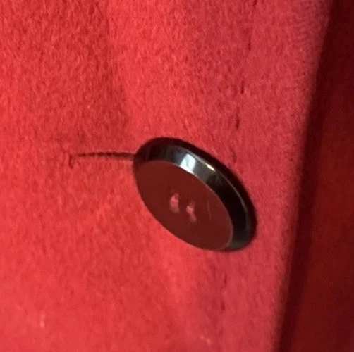 Abrigo para mujer Ellen Tracy rojo rubí guisante talla 12 mezcla lana/angora cierre de 3 botones Foto 4 de 4