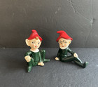 Vintage Ceramic Pixie Elf Christmas Ornaments 2 - Japan 1 Clip On — photo 1