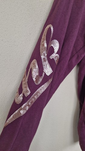 Victoria Secret Hoodie | Purple | Sequin Dog & Pink | SZ Small | Cotton - Picture 5 of 10