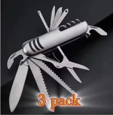 11 In 1 Multi-Tool Pocket Knife Chrome Handle 3 packs