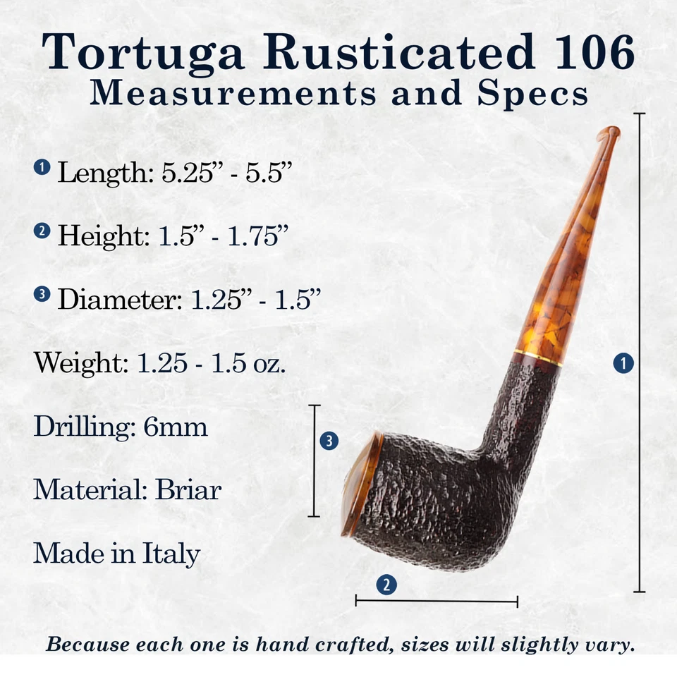 Pipa de tabaco Savinelli Tortuga rústica 106 Briar + tapa, acabado con caparazón de tortuga Foto 3 de 4