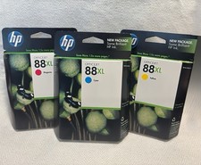 3 Brand New Genuine HP 88/XL Color Ink Cartridges Lot Unopened -Out Of Warranty