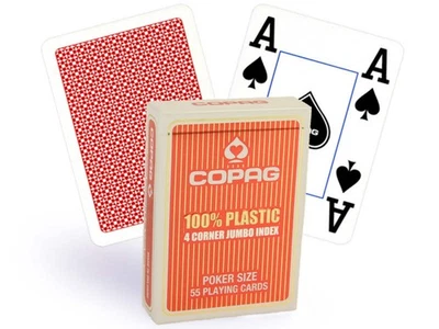 COPAG 4 ECKE 100% PLASTIK POKER SPIELKARTEN CASINO DECK JUMBO INDEX ROT NEU