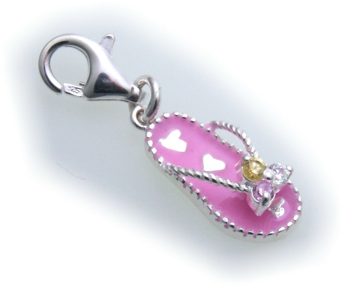 Charm Sandal Pink Silver Zirconia 925 Charm Bracelet Toe Sandal