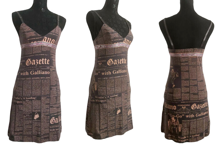 Mini Vestido ❤ John Galliano, de algodón, Gaceta de impresión, talla M,...