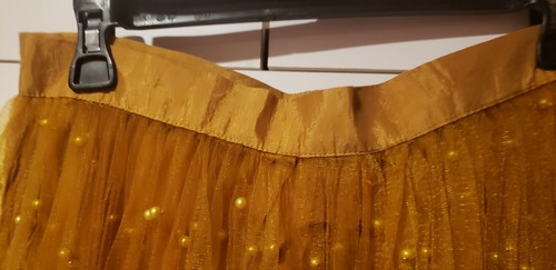 Pakistani / Indian Women's Yellow / Golden Heavy Chiffon and Net Lehenga - Picture 10 of 12