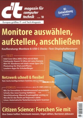 c't 10/2025: Monitorberatung, Citizen Science, Switches mit 2,5 Gbit/s