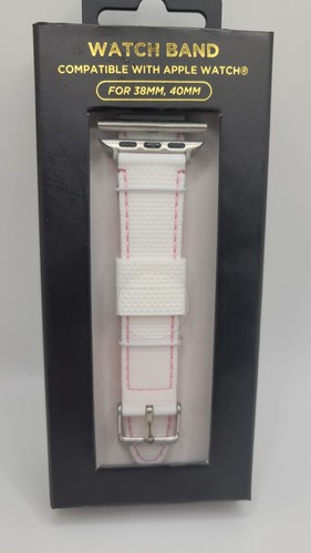 White Pink Stitching Rubber Watch Band Compatible with Apple 38mm 40mm and 41 - 第 4/4 張圖片
