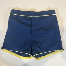 Vintage 70s Size 26" Pennys Blue 80s Beach Shorts Surf Trunks Lined USA Made EUC