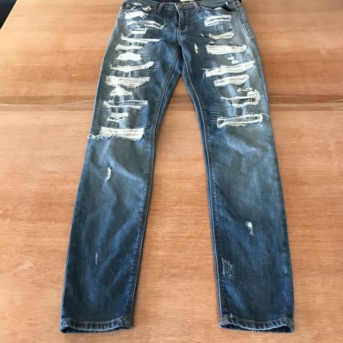 Hudson Midrise Nico Super Skinny Jeans Women 25 Blue Distressed Medium Wash