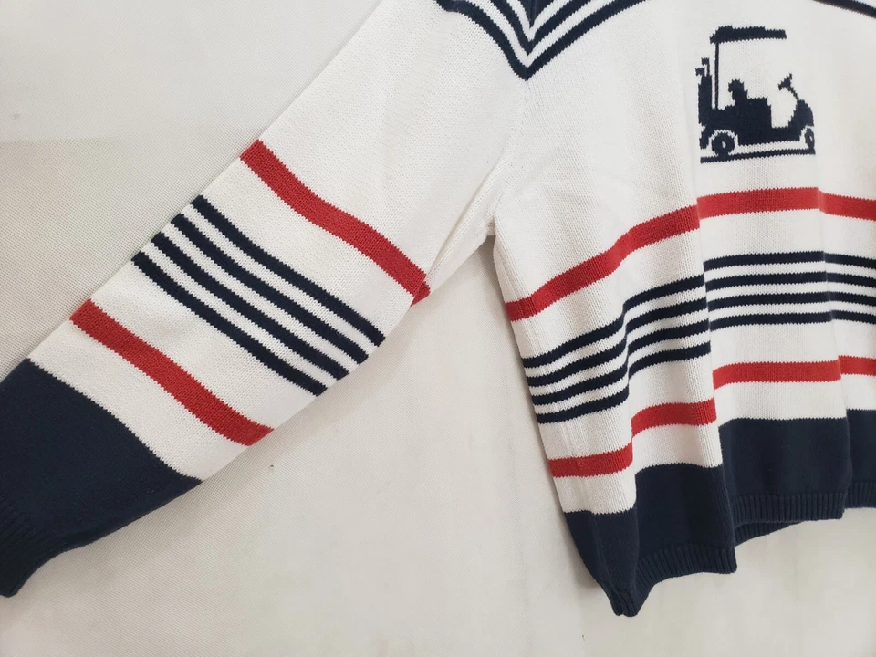 Suéter pulôver tema carrinho de golfe Liz Claiborne - Liz Golf vermelho branco azul - GG - Imagem 3 de 4
