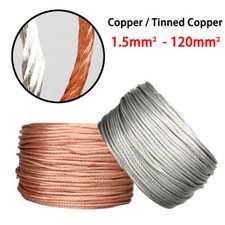 Copper/Tinned Round Braid Cable 1.5mm -120mm  Bare Copper Braid Wire Ground Lead