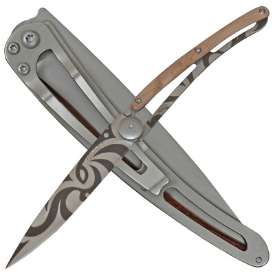 DEEJO Taschenmesser ''TRIBAL'' 37 g Wacholderholz, Gürtelclip, Etui, Deejo Box