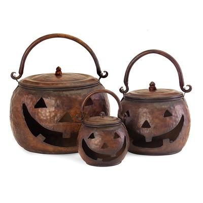 IMAX Worldwide 4628-3 Lidded Pumpkins Fall Décor (Set of 3)