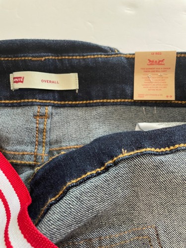 Levi's Girls Dark Wash Stretch Girlfriend Overalls Size 12 Adjust Straps NWT - Picture 10 of 12