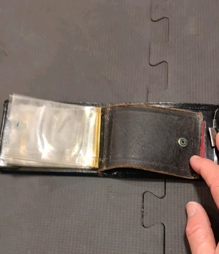 Vecchio portafoglio vintage uomo nero - Foto 6 di 8