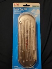 Acne Tool Kit 5 Stainless Steel Removes Blackheads  Whiteheads- Protective Case