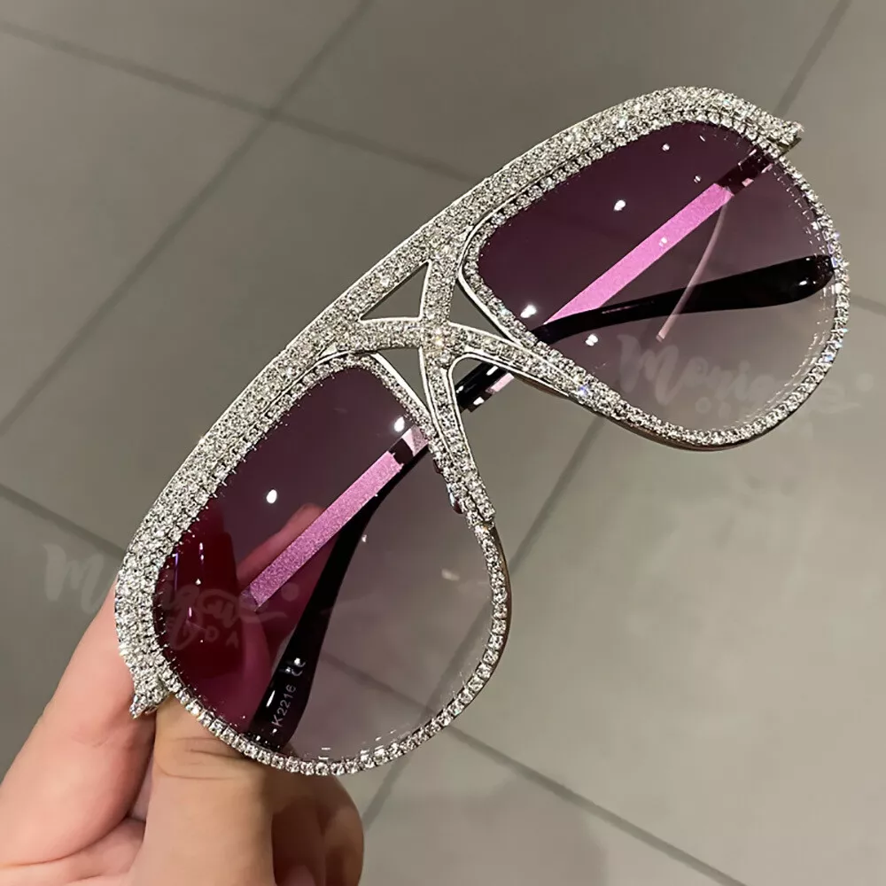 NEW Luxury Rhinestone Oversized Sunglasses Womens Fashion Designer Shades  UV400